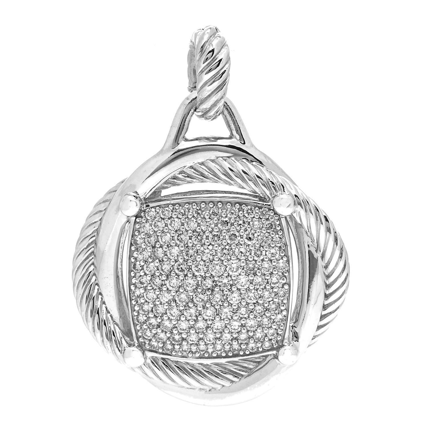 Sterling Silver Diamond 32mm Large Infinity Pendant