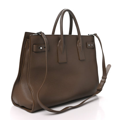 Saint Laurent Grained Calfskin Large Thin Sac De Jour Dark Wood 4 of 10
