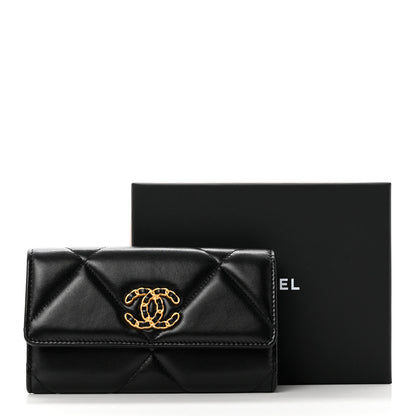 Chanel Lambskin Quilted Chanel 19 Flap Wallet Black 9 of 9