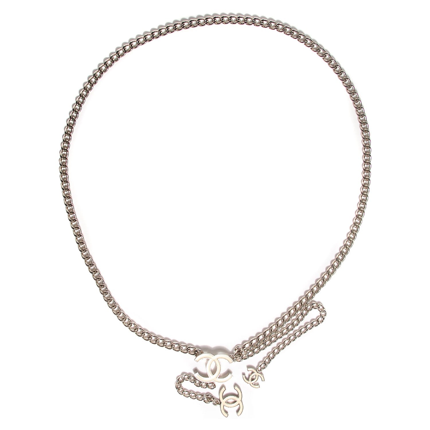 Chanel Enamel CC Adjustable Belt Silver White 1 of 6