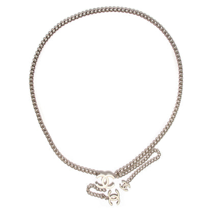 Chanel Enamel CC Adjustable Belt Silver White 1 of 6