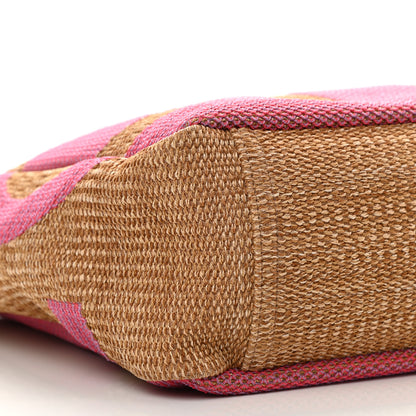 Chanel Woven Straw Raffia Logo Tote Pink Beige 11 of 12