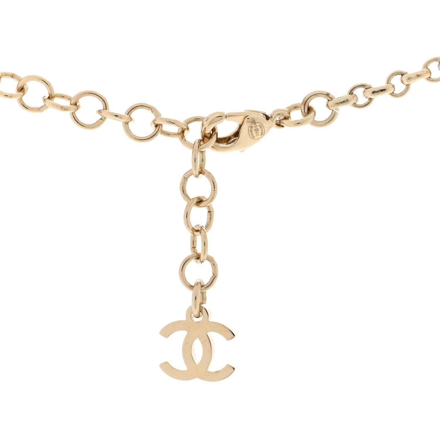 Chanel Crystal CC Necklace Silvery Gold 3 of 4