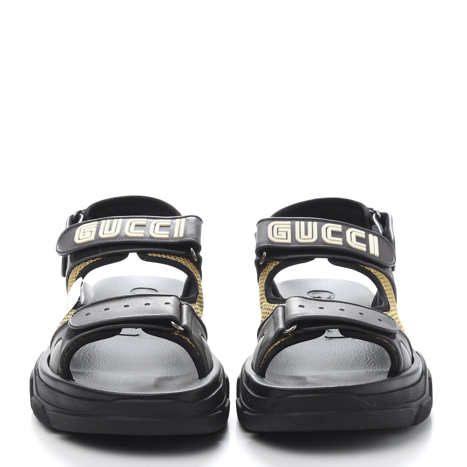 Gucci X SEGA Nappa Mesh Mens Aguru Sandals 10.5 Loess Black 2 of 9
