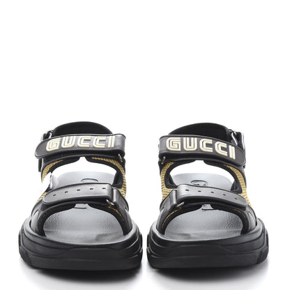 Gucci X SEGA Nappa Mesh Mens Aguru Sandals 10.5 Loess Black 2 of 9