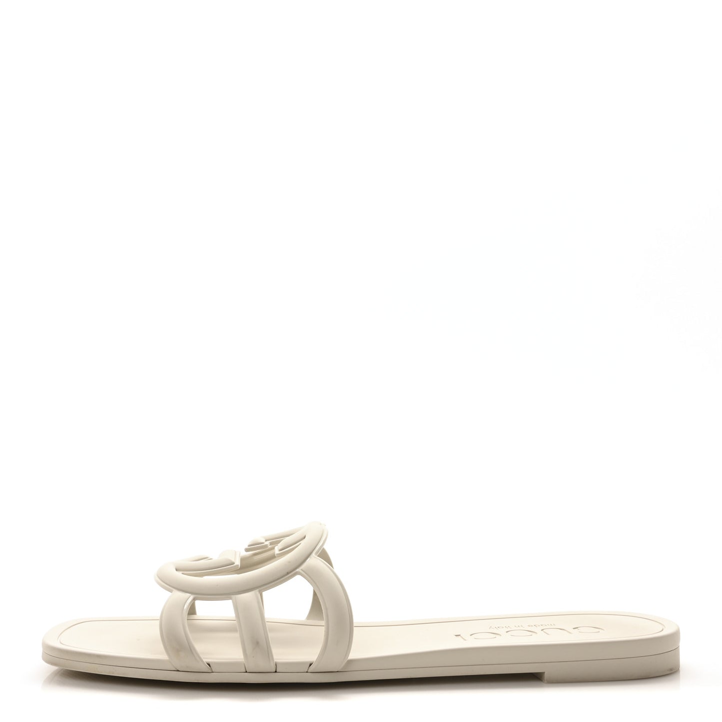 Rubber Interlocking G Womens Slide Sandals 39 Mystic White