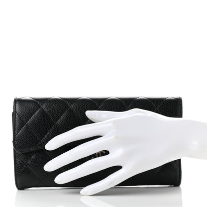 Chanel Caviar Quilted Large Gusset Flap Wallet Black 2 of 9