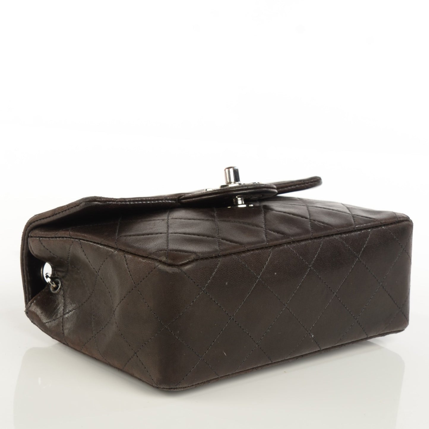 Lambskin Quilted Mini Square Flap Brown