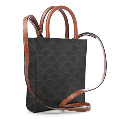 Celine Triomphe Canvas Calfskin Mini Vertical Cabas Tan 3 of 8