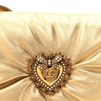 Dolce & Gabbana Calfskin Devotion Clutch With Chain Gold 7 of 9