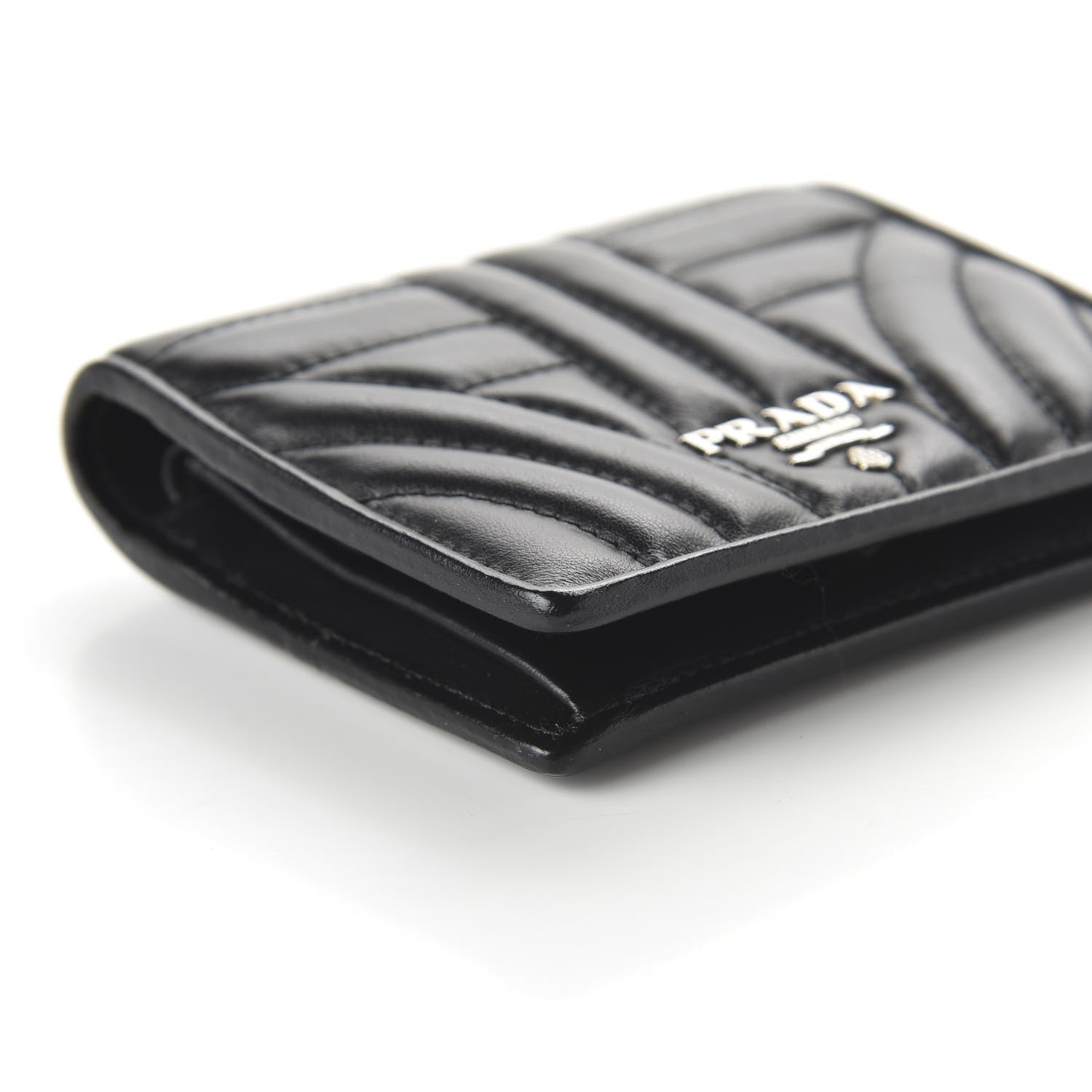 Prada Soft Calfskin Impunture Diagramme Wallet Black 6 of 10
