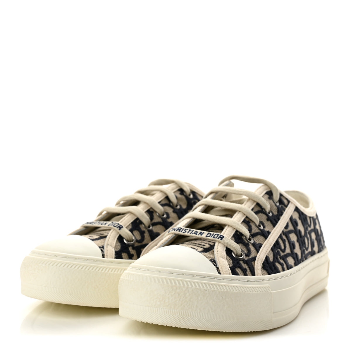 Christian Dior Canvas Oblique Walk 'N' Dior Low Top Sneakers 37.5 Deep Blue 4 of 10