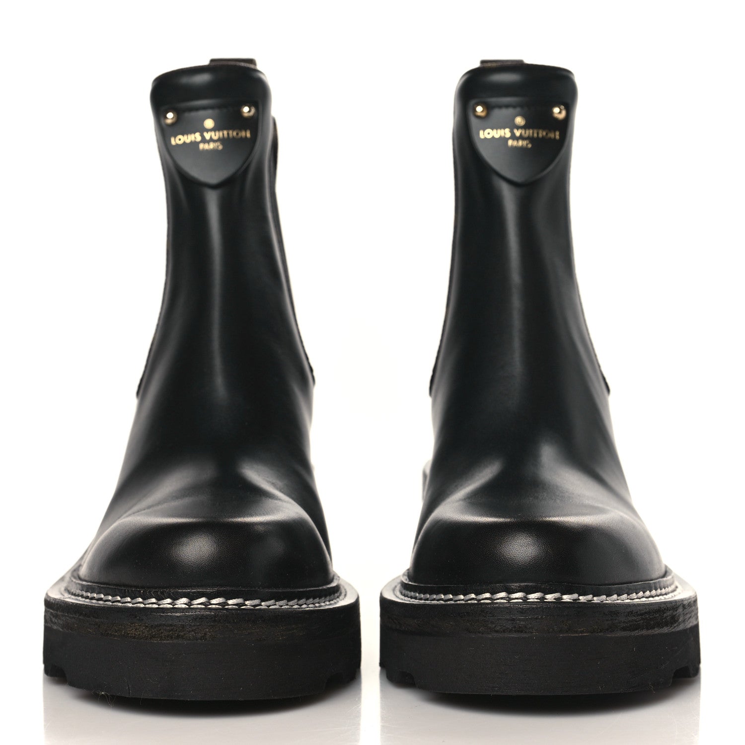 Louis Vuitton Calfskin Monogram Beaubourg Ankle Boots 37.5 Black 2 of 9