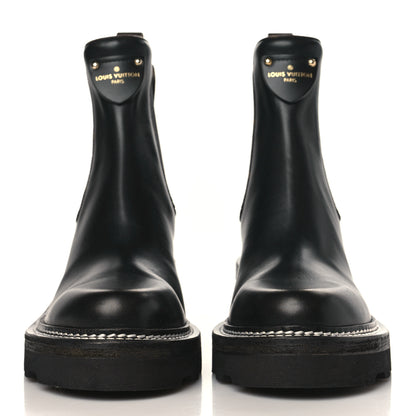 Louis Vuitton Calfskin Monogram Beaubourg Ankle Boots 37.5 Black 2 of 9