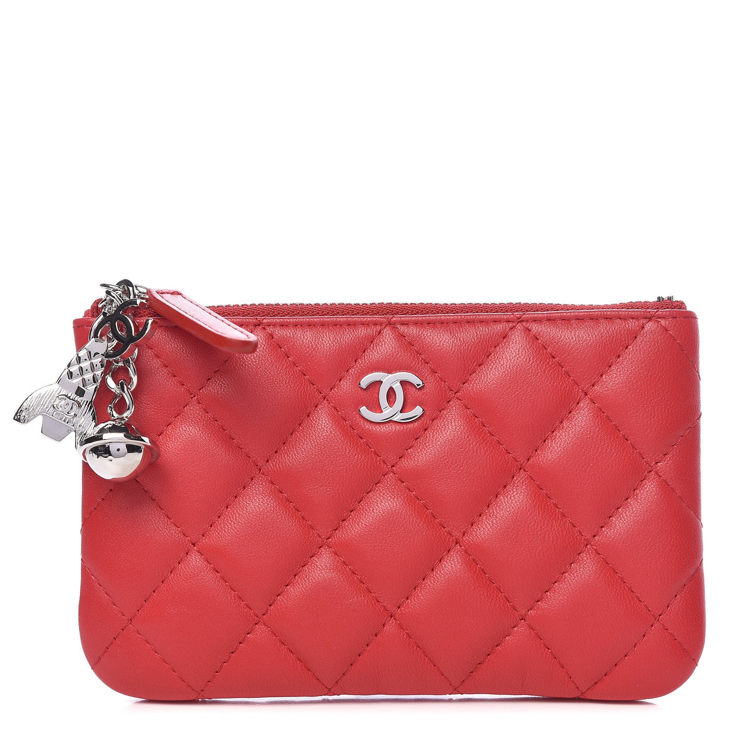 Chanel Lambskin Small Ground Control Cosmetic Case Dark Red 1 of 8