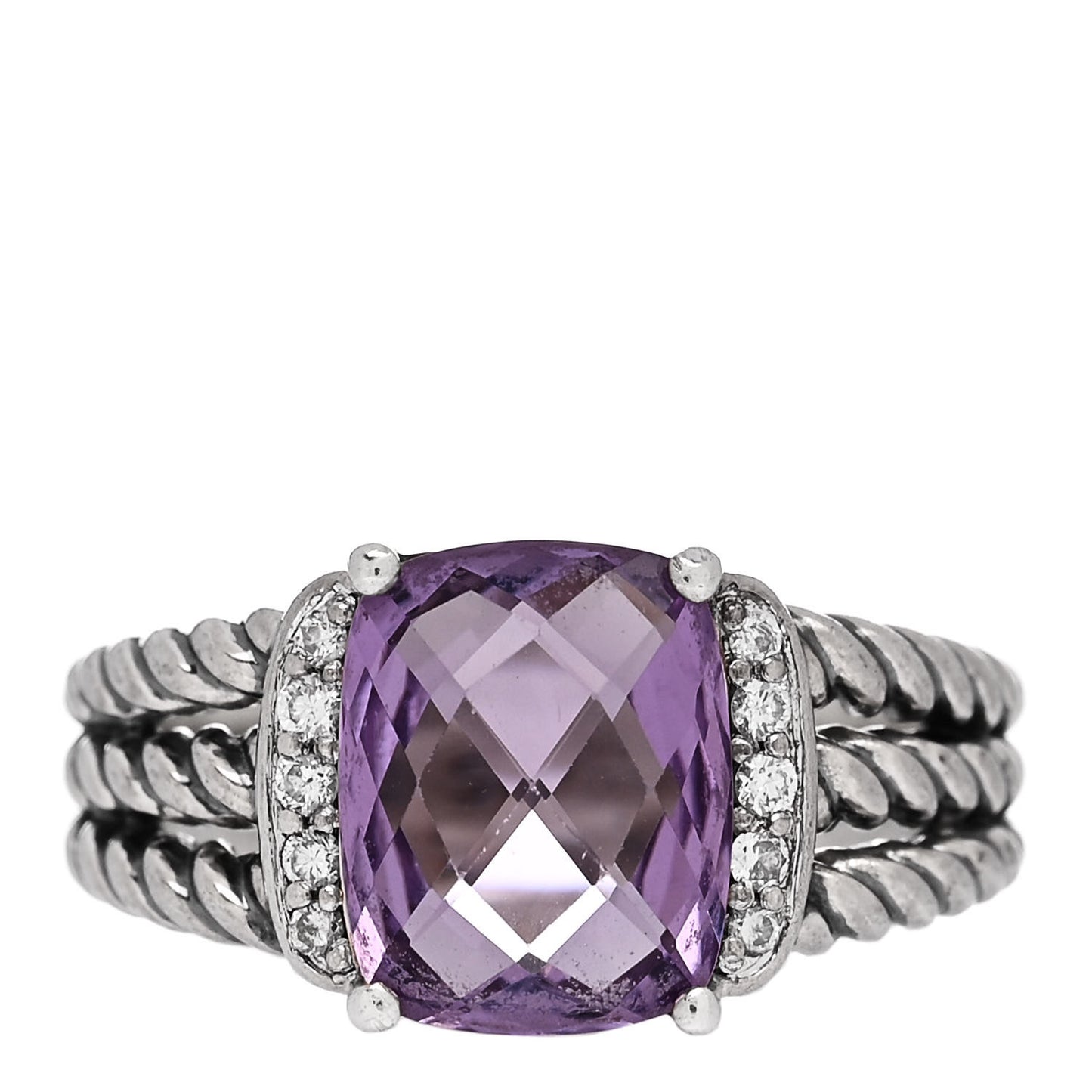 Sterling Silver Diamond Amethyst 10mm Petite Wheaton Ring 51 5.75