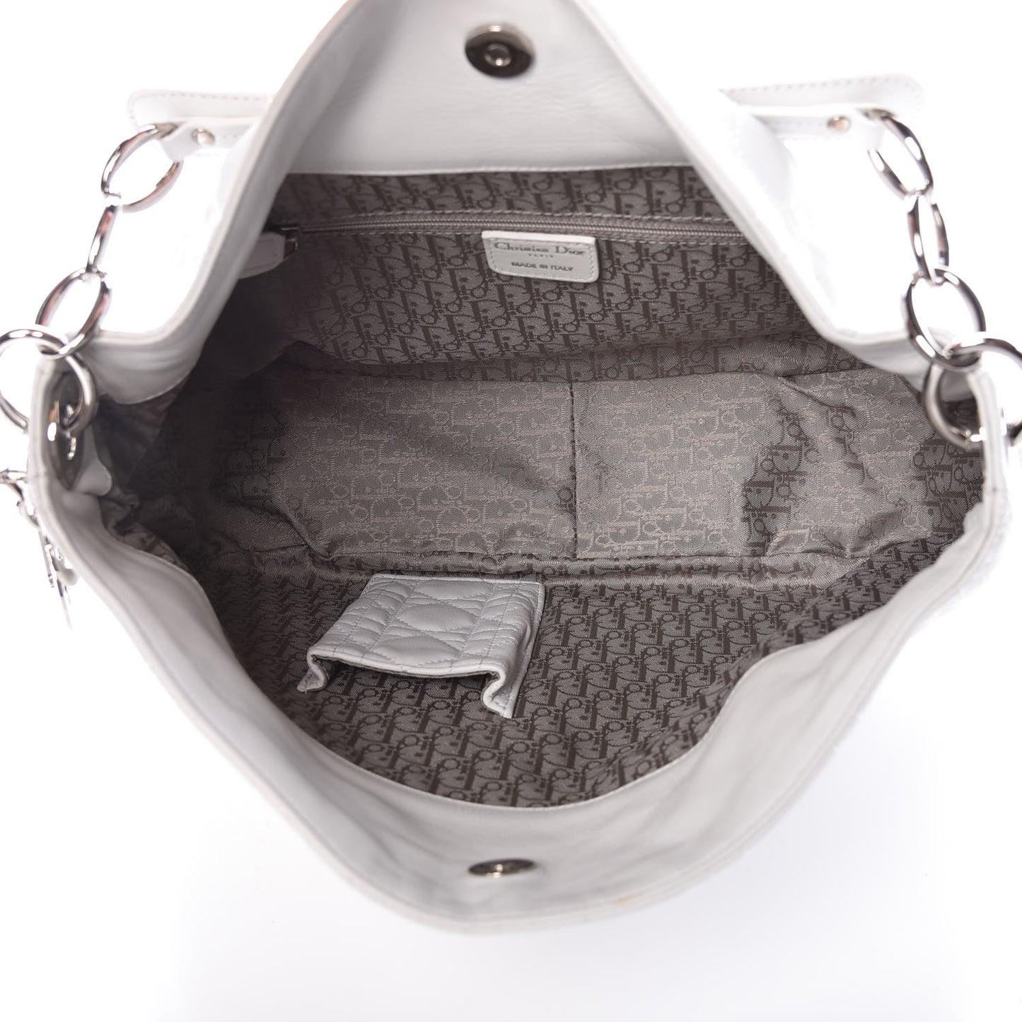 Lambskin Cannage Medium Dior Soft Hobo White
