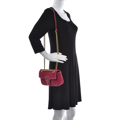 Gucci Velvet Matelasse Mini GG Marmont Shoulder Bag Light Raspberry Rose 2 of 7