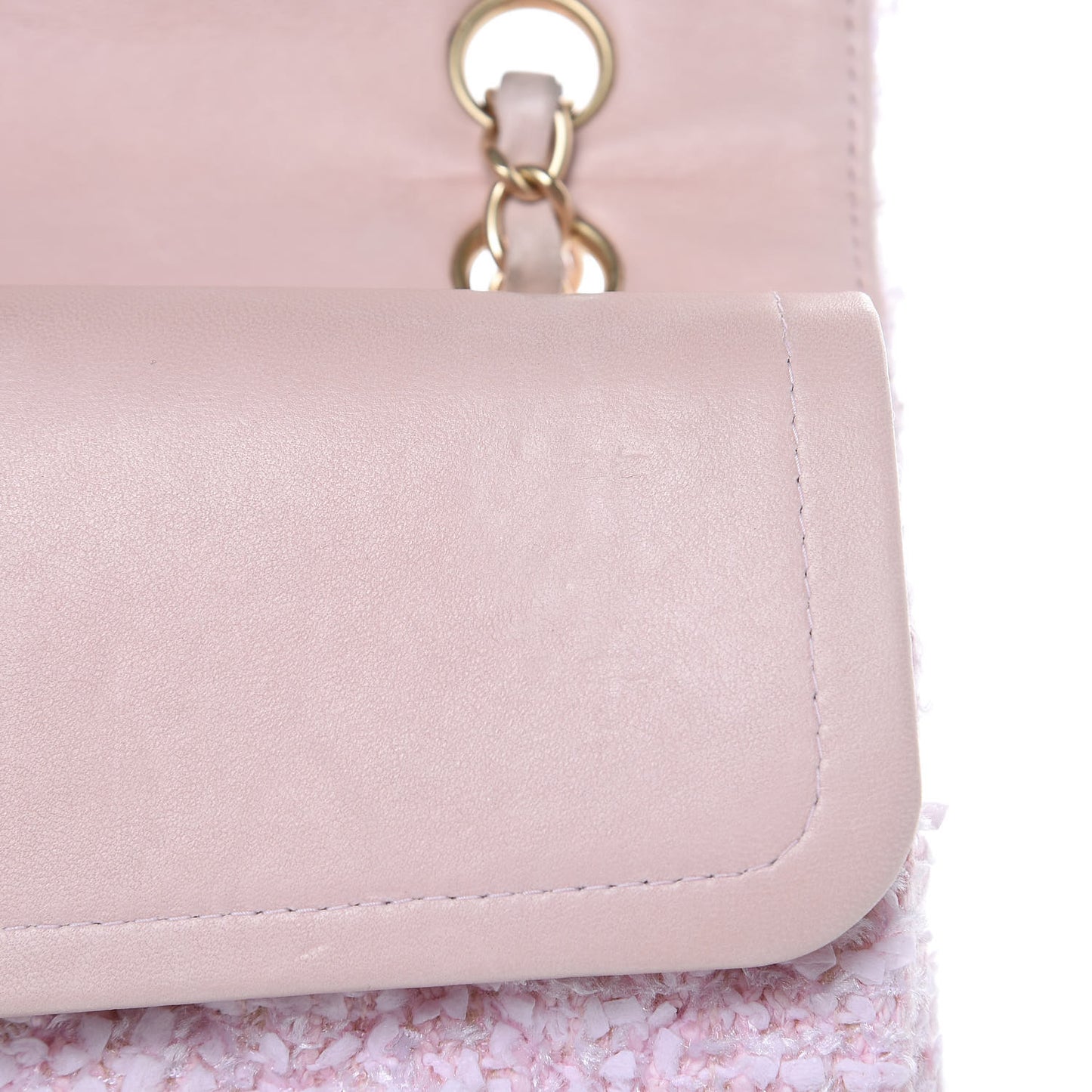 Tweed Medium Double Flap Pink