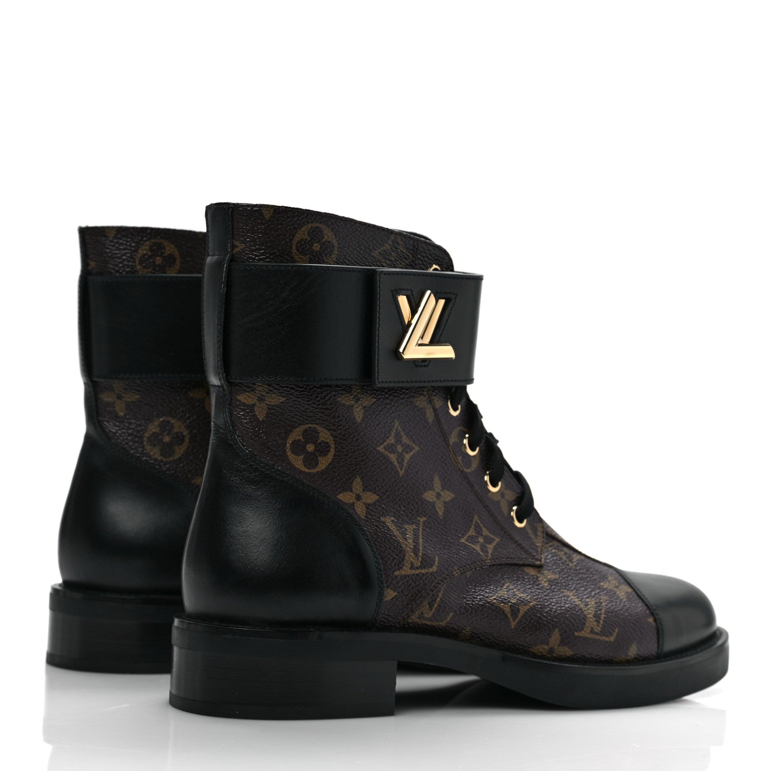 Louis Vuitton Calfskin Monogram Wonderland Flat Ranger Boots 39.5 Black 4 of 8