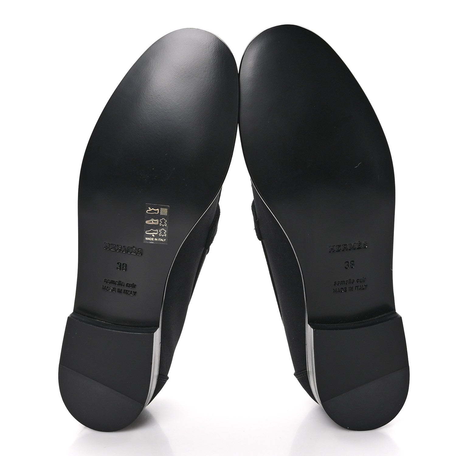 Hermes Satin Womens Destin Loafers 38 Black 5 of 9