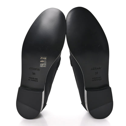 Hermes Satin Womens Destin Loafers 38 Black 5 of 9