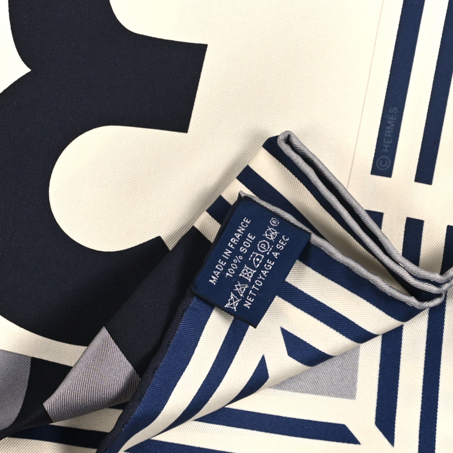 Silk 18-3-7 Scarf 90 Marine Gris Vert