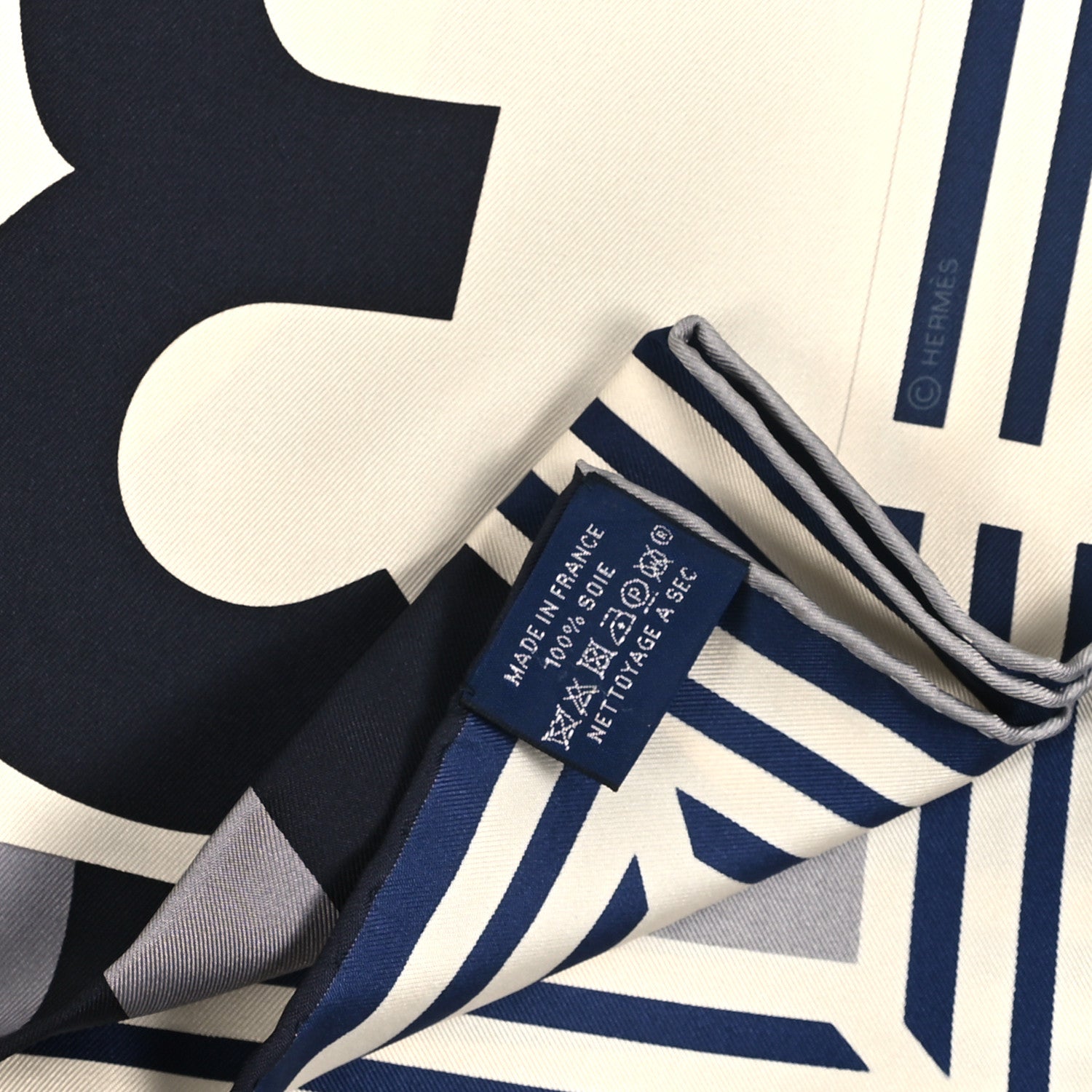 Hermes Silk 18-3-7 Scarf 90 Marine Gris Vert 3 of 3