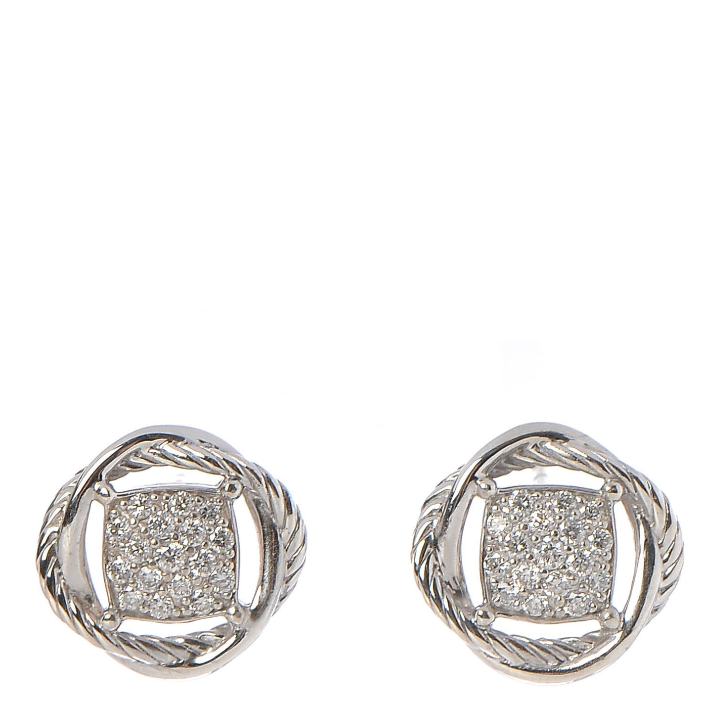 Sterling Silver Diamond 13mm Infinity Earrings