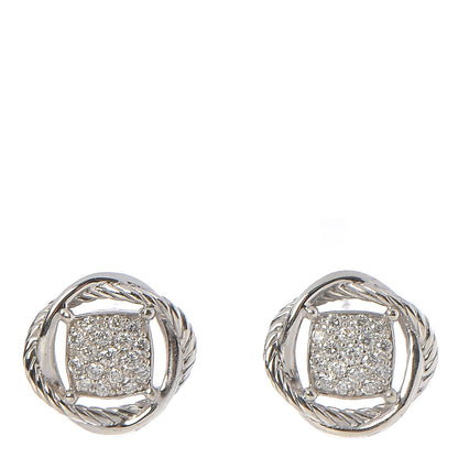 David Yurman Sterling Silver Diamond 13mm Infinity Earrings 1 of 5