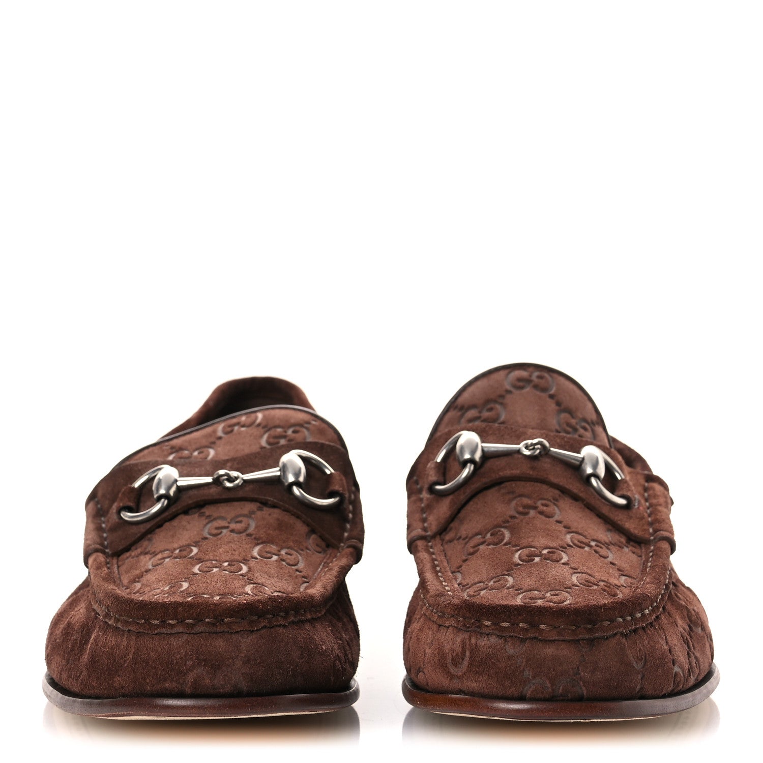 Gucci Suede GG Monogram Horsebit Mens Loafers 9 Brown 3 of 11