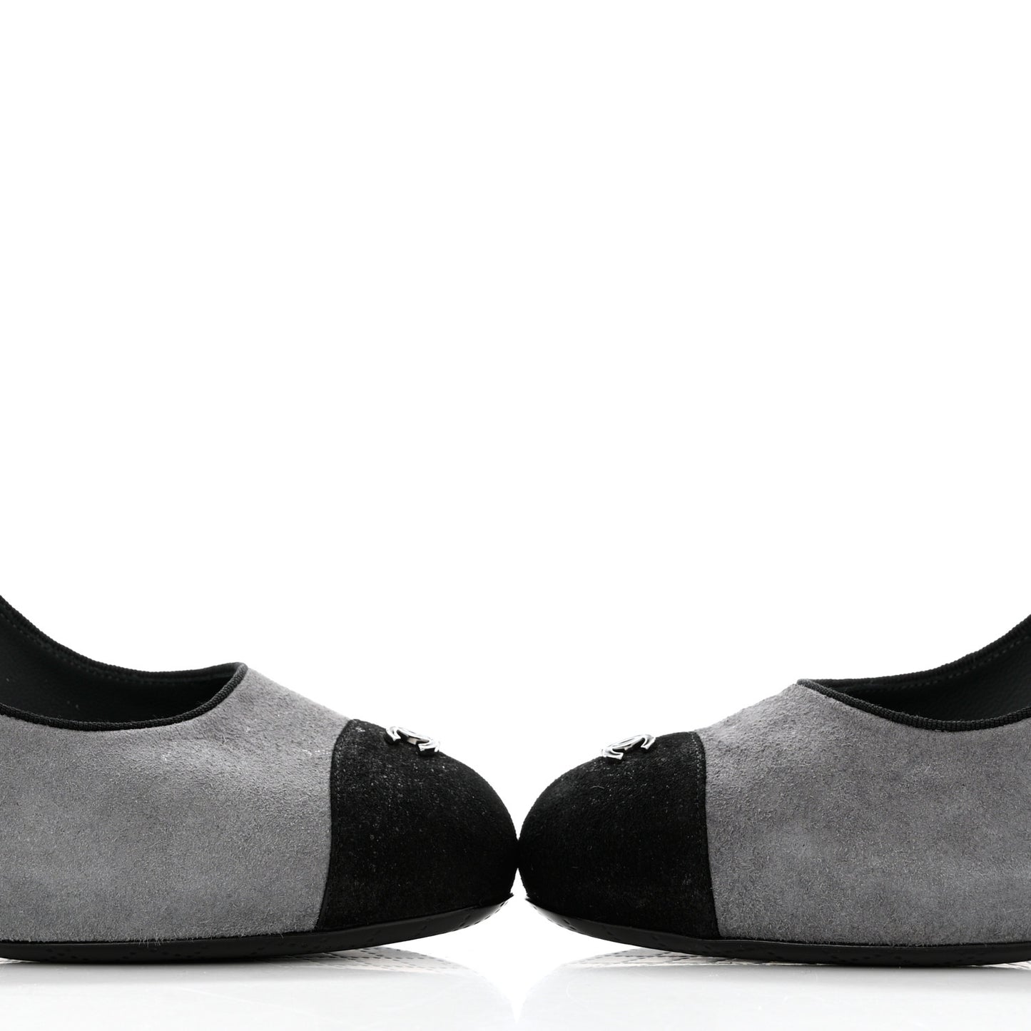 Suede Cap Toe Pumps 40 Grey Black