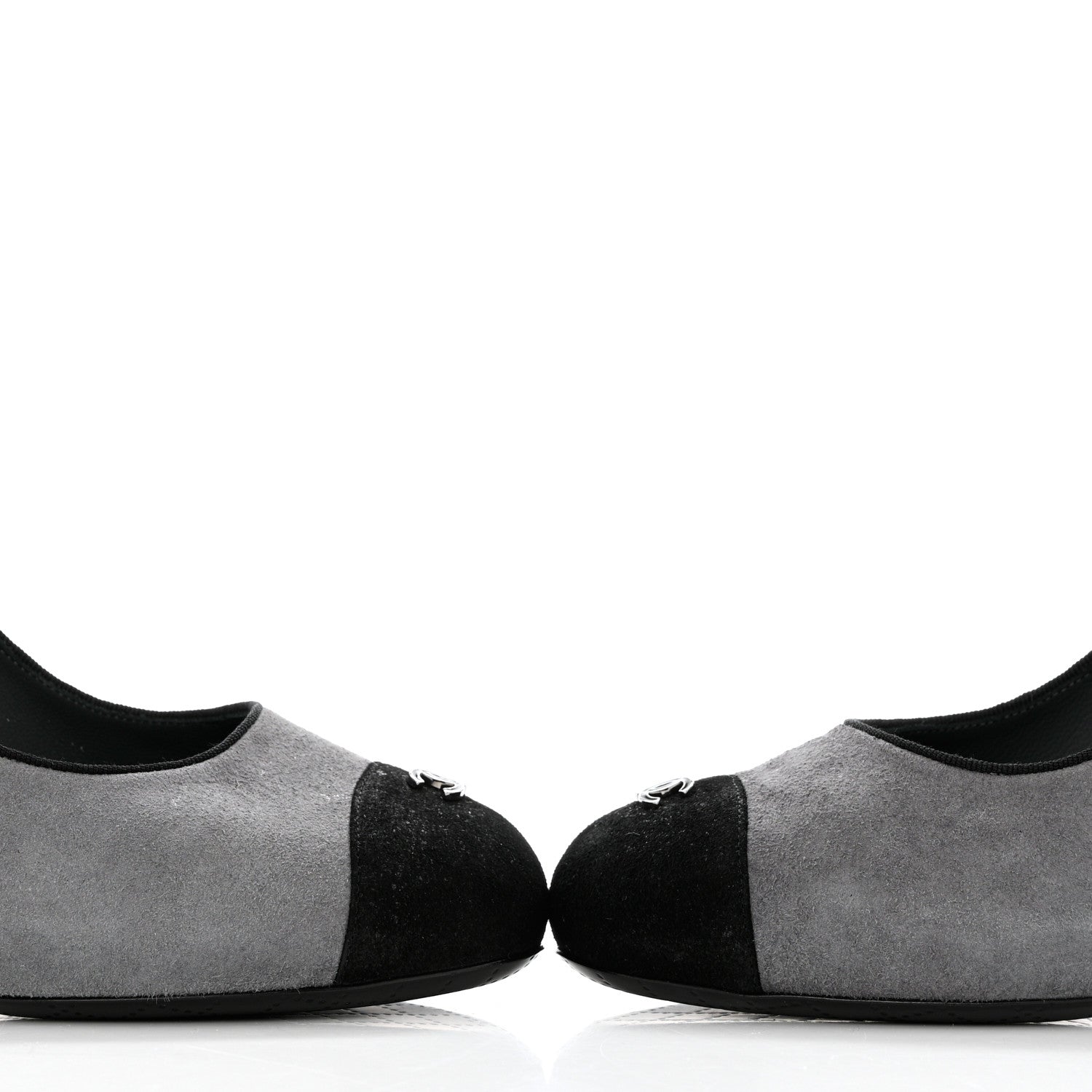 Chanel Suede Cap Toe Pumps 40 Grey Black 10 of 12