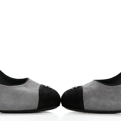 Chanel Suede Cap Toe Pumps 40 Grey Black 10 of 12