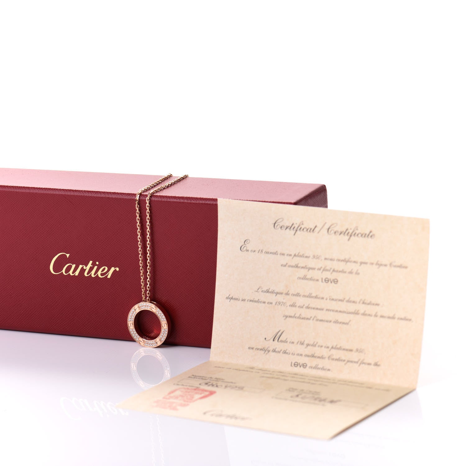 Cartier 18K Pink Gold Diamond LOVE Paved Necklace 8 of 8