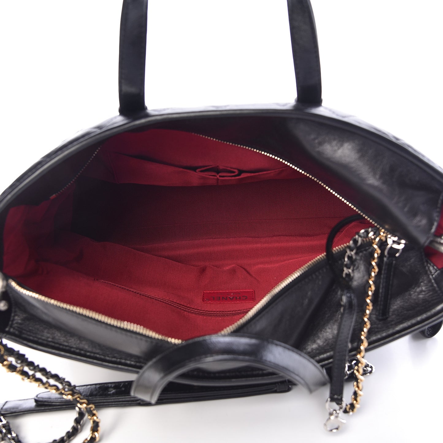 Aged Calfskin Quilted Large Gabrielle Shopping Tote Black