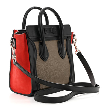 Celine Bullhide Calfskin Nubuck Nano Tri-Color Luggage Souris 3 of 12