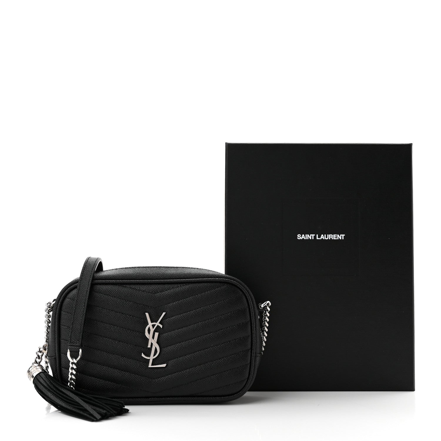 Saint Laurent Grain De Poudre Matelasse Monogram Mini Lou Camera Bag Black 11 of 11