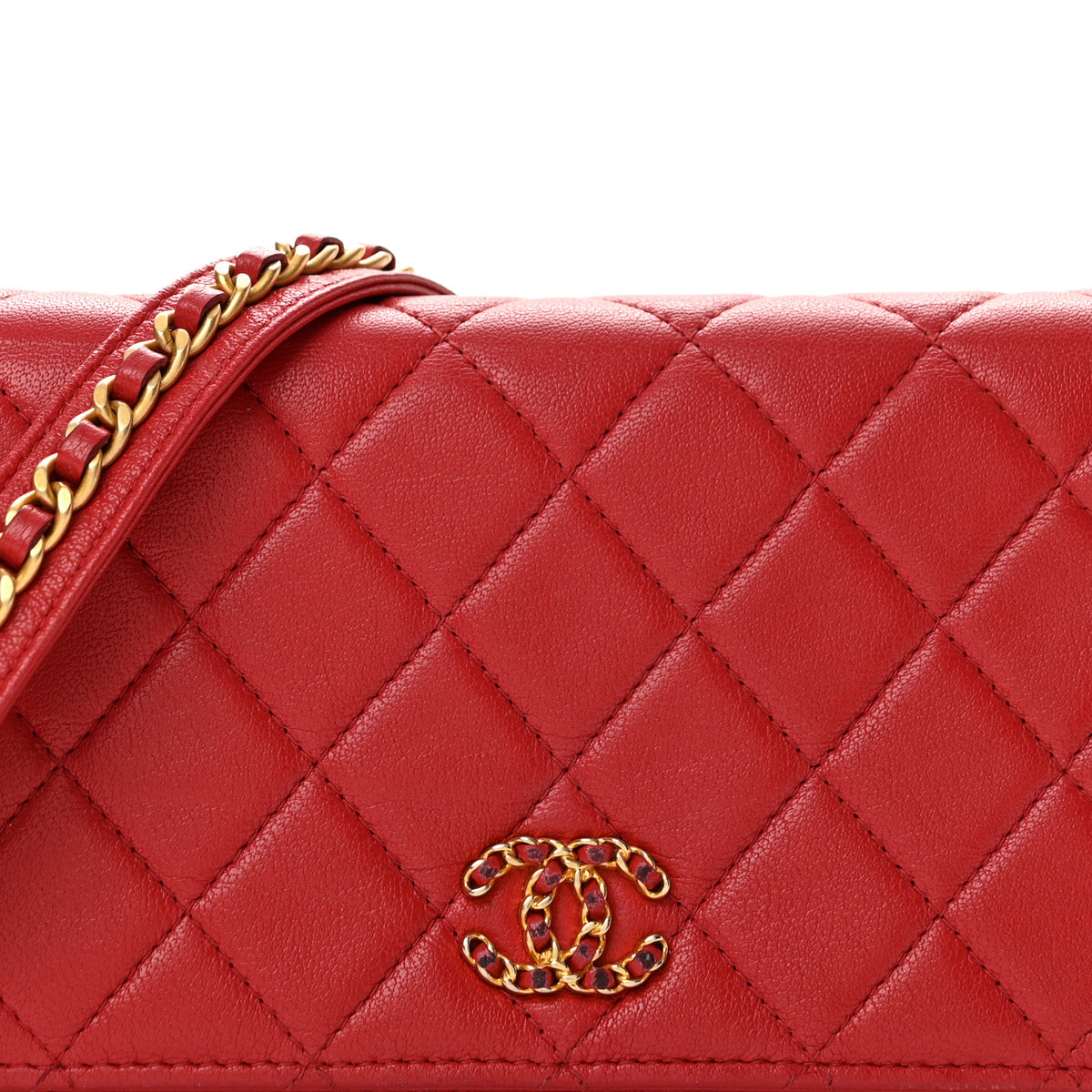 Chanel Lambskin Quilted Infinity Wallet On Chain WOC Red 9 of 14