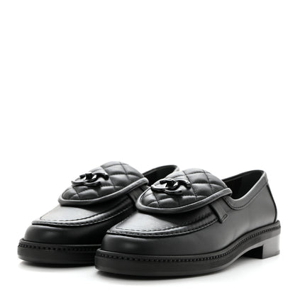 Chanel Lambskin Quilted CC Turnlock Loafers 37 Black 3 of 8