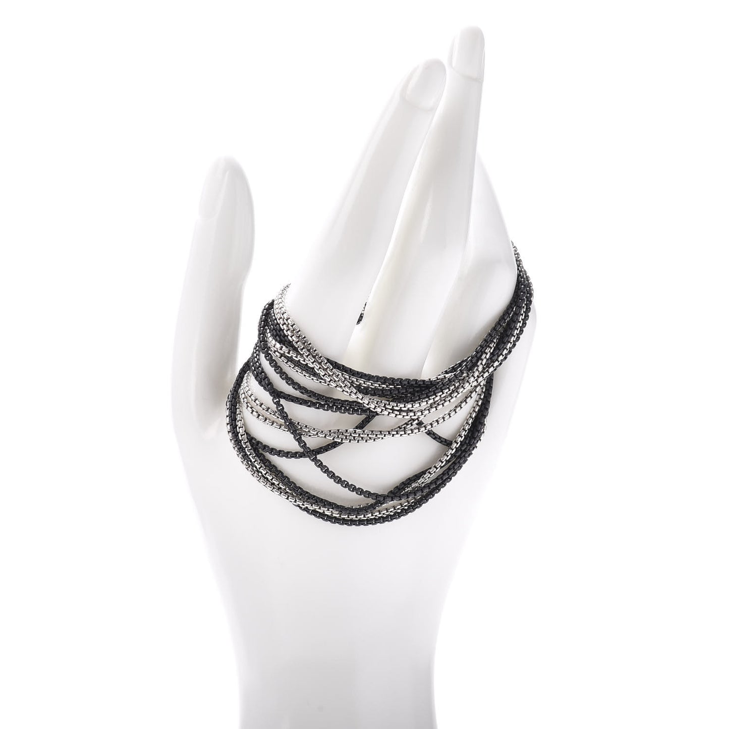 Darkened Sterling Silver Sixteen-Row Box Chain Bracelet