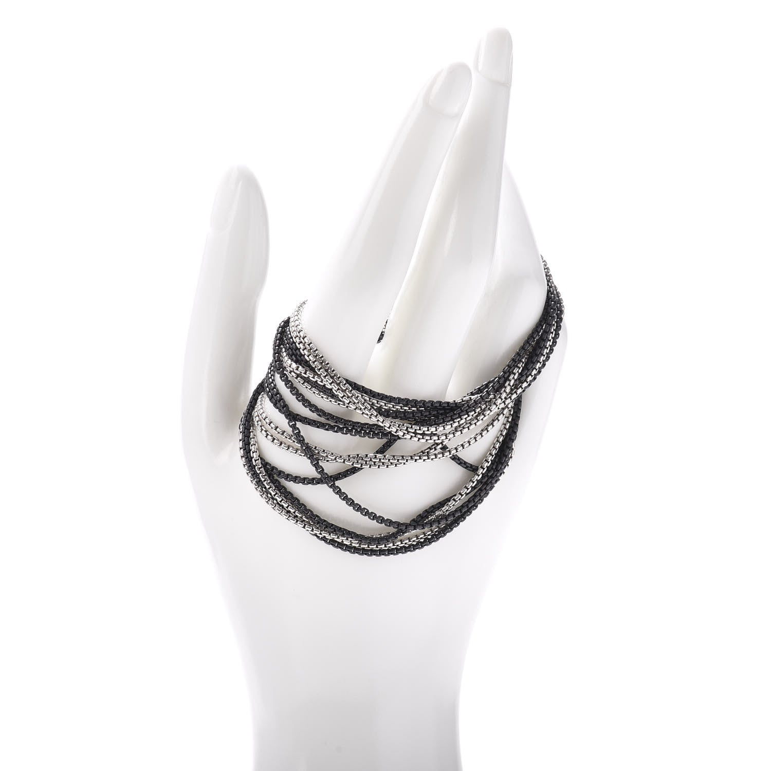 David Yurman Darkened Sterling Silver Sixteen-Row Box Chain Bracelet 2 of 4