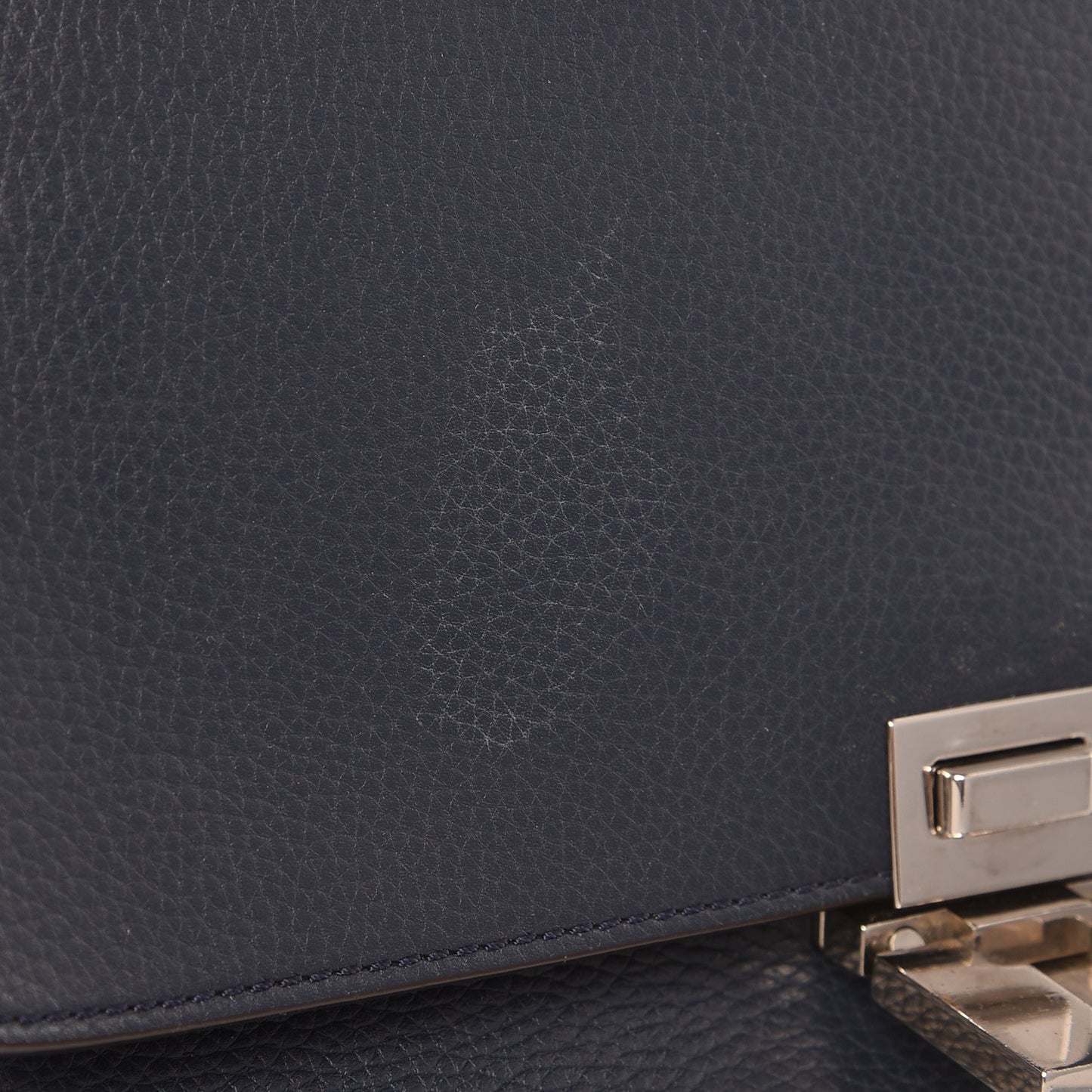 Drummed Calfskin Suede Medium Trapeze Navy