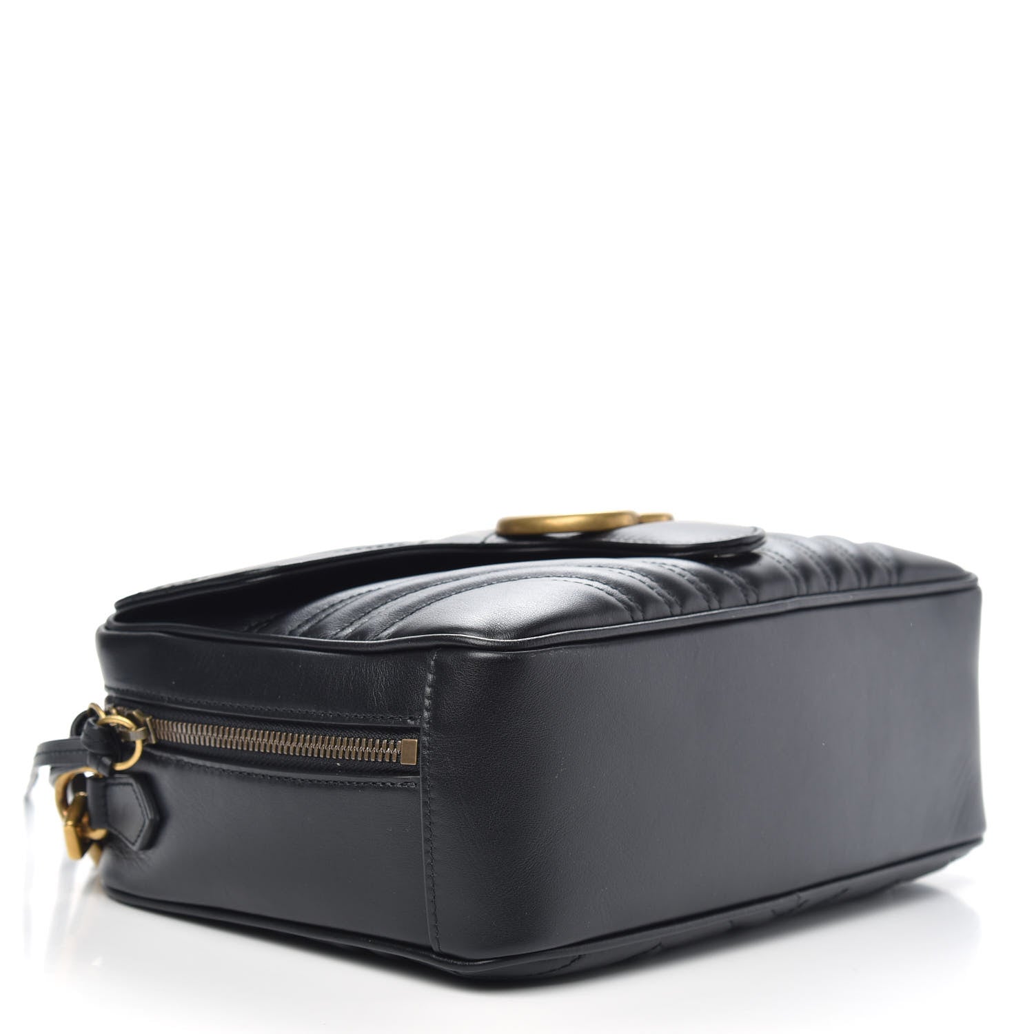 Gucci Calfskin Matelasse Sylvie Web Small GG Marmont Top Handle Shoulder Bag Black 4 of 11