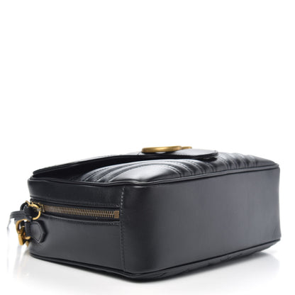 Gucci Calfskin Matelasse Sylvie Web Small GG Marmont Top Handle Shoulder Bag Black 4 of 11