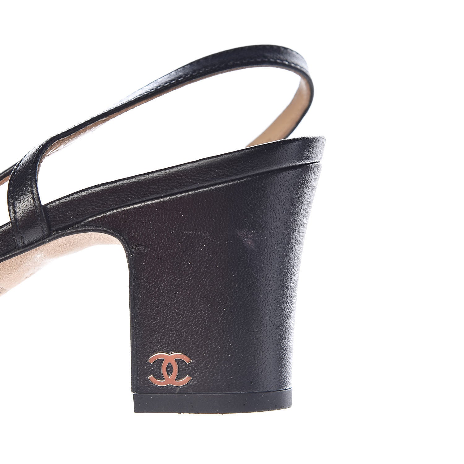 Chanel Lambskin Patent Cap Toe CC Slingback Sandals 36 Black 13 of 15