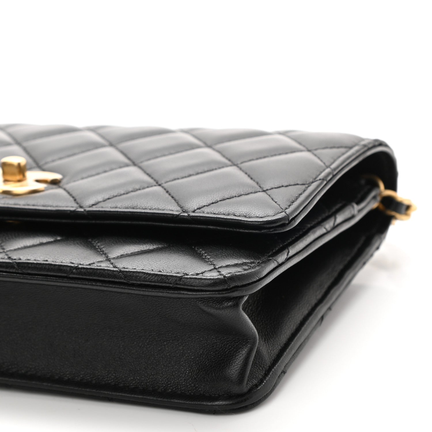 Chanel Lambskin Quilted CC Pearl Crush Wallet on Chain WOC Black 11 of 11