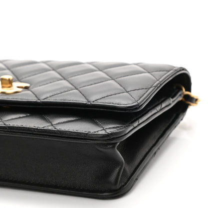 Chanel Lambskin Quilted CC Pearl Crush Wallet on Chain WOC Black 11 of 11