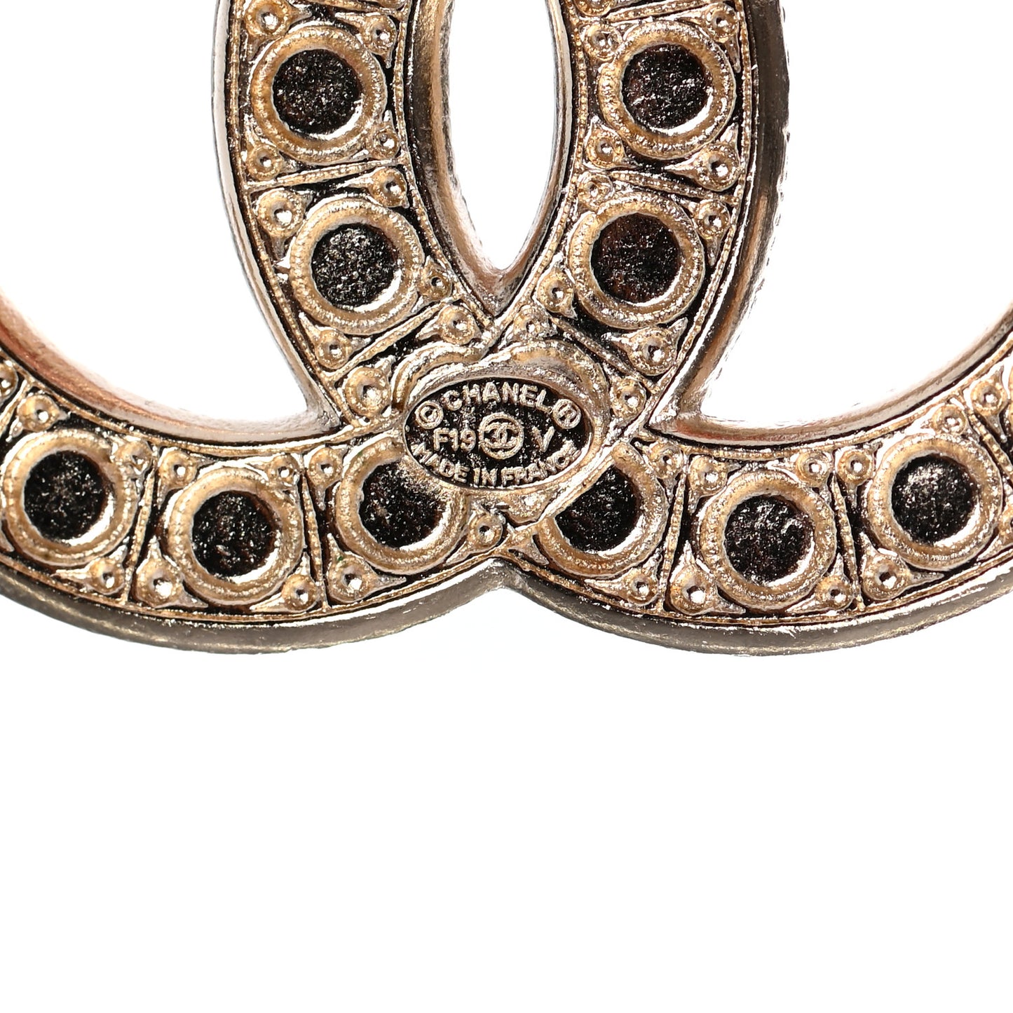 Pearl Crystal CC Brooch Gold