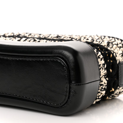 Chanel Cotton Raffia Calfskin Small Gabrielle Hobo Black White 10 of 10